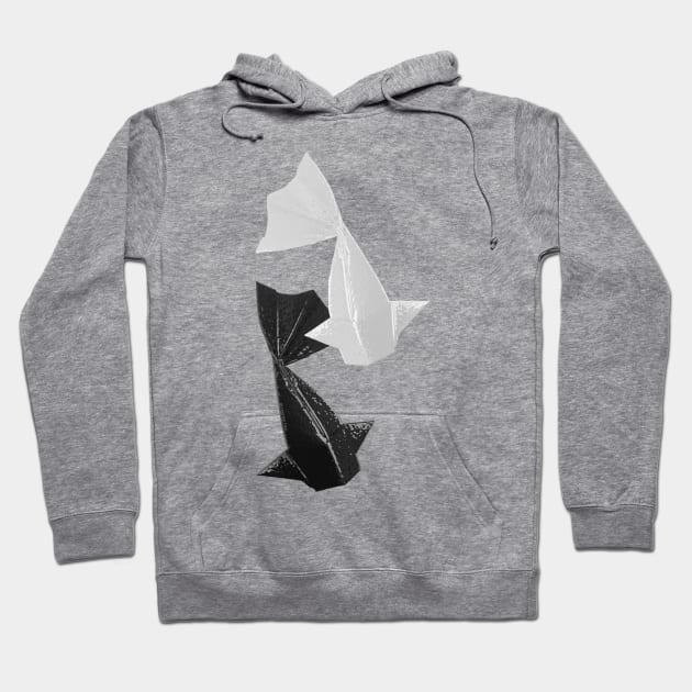 Black and White Origami fish pattern Hoodie by Destroyed-Pixel